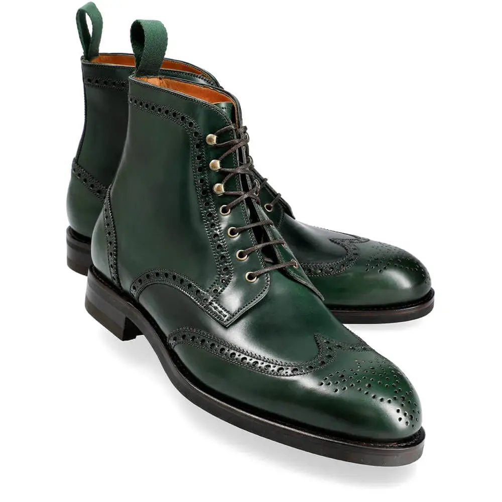 mens green dress boots Mezlan Buscemi Men's Hi-Shine Ornament Green Ankle Zipper Boot