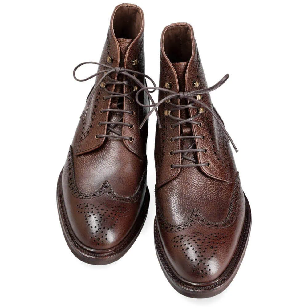 wingtip dress boots Men's Lace-Up Boot In Black Leather Combat Boots. WINGTIP BOOTS BROWN KARAGRAIN CALF