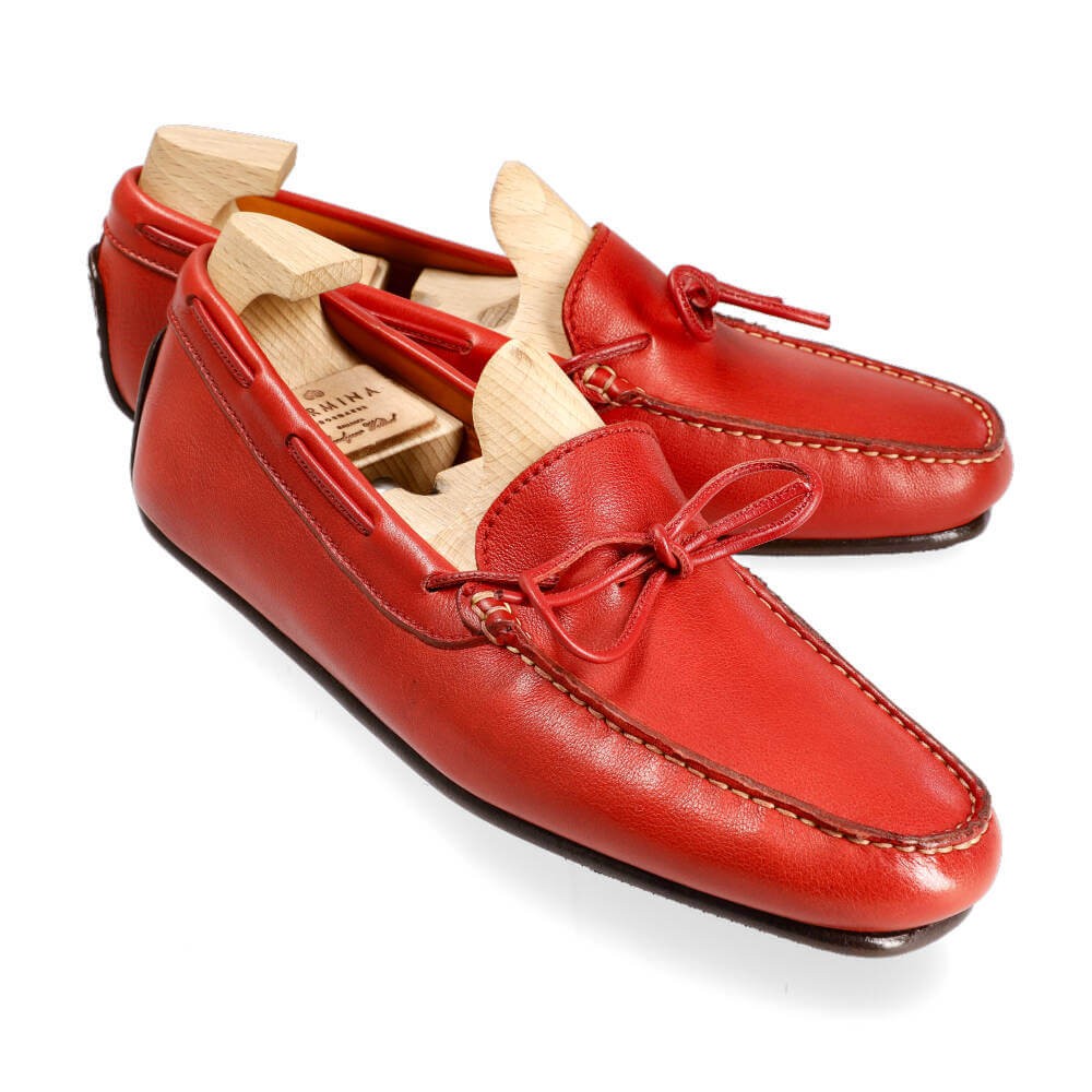 WOMEN DRIVING LOAFERS IN RED RUSTICALF