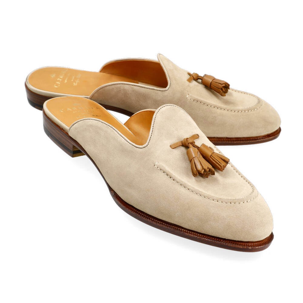 WOMEN MULE SHOES CAMEL TAN VOGUE SUEDE AND FUNCHAL | CARMINA