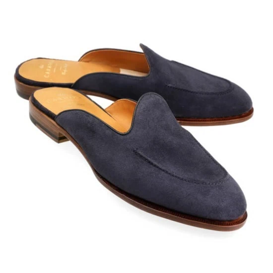 Navy Velour Square Toe Mule main image 0