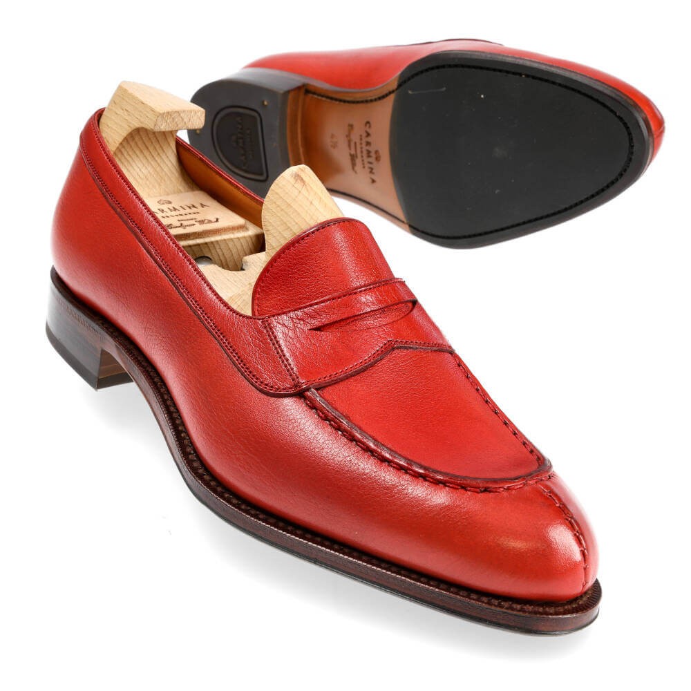 Farewell To construct subject PENNY LOAFERS IN RED RUSTICALF