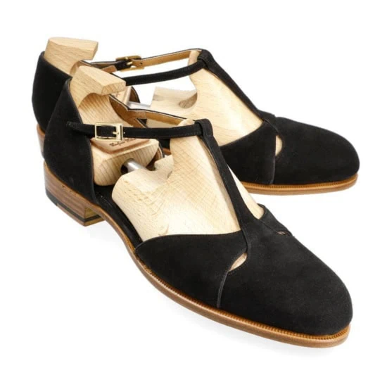 Floral Black Buckle Strap Splicing Leather Upper Baotou Walking Sandals RT1033 main image 1