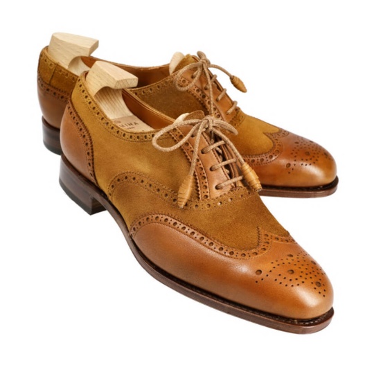 WOMEN'S WINGTIP OXFORD SHOES IN TANNED RUSTICALF/TOBACCO SUEDE | CARMINA