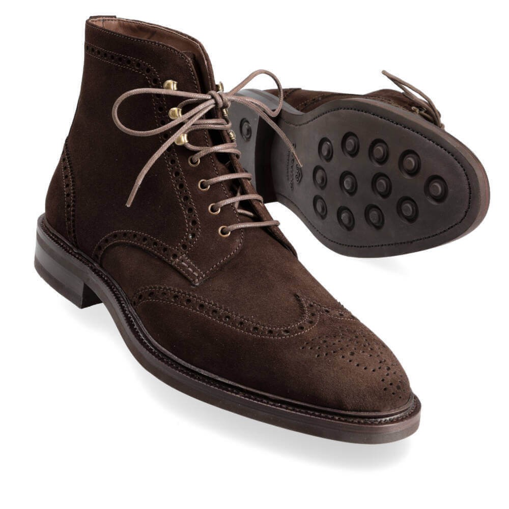 surplus newspaper moderately WINGTIP DRESS BOOTS IN BROWN SUEDE